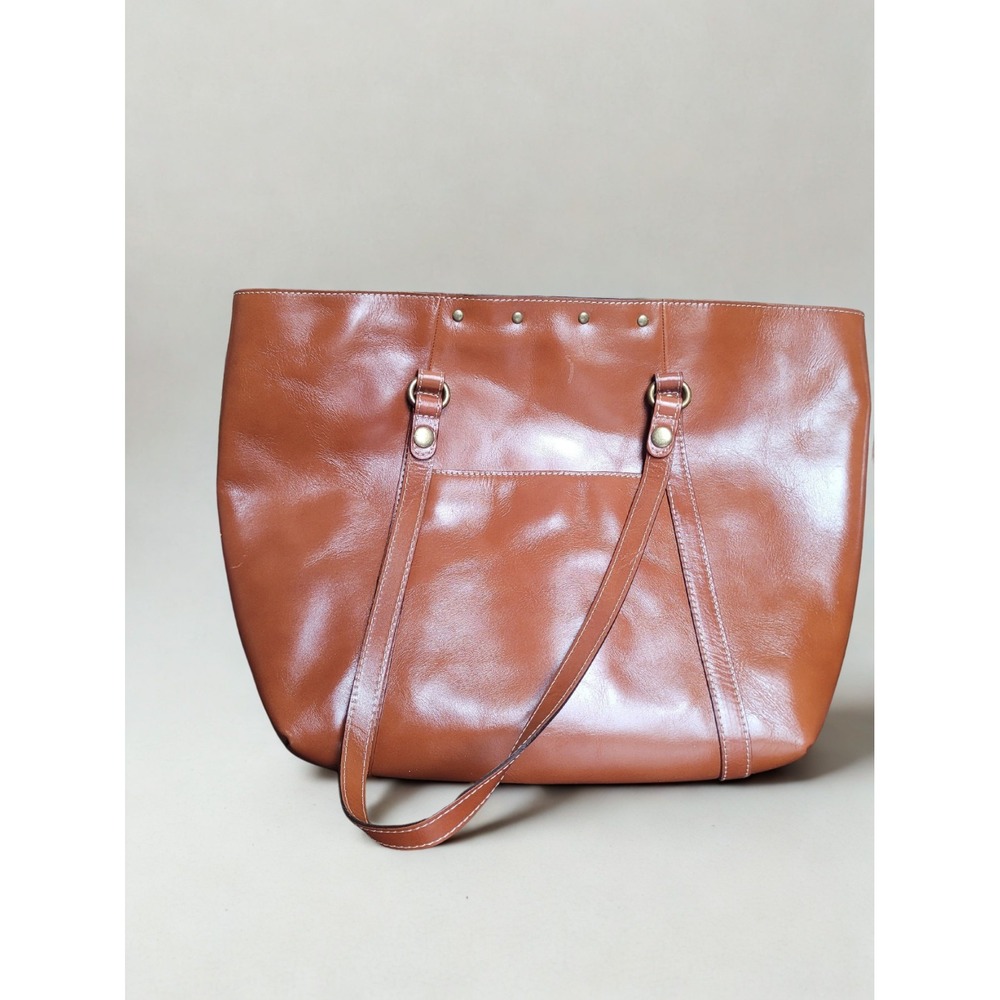 Patricia Nash Benvenuto Heritage Tote Tan Leather Shoulder Bag Turn Lock Closure - Picture 2 of 9